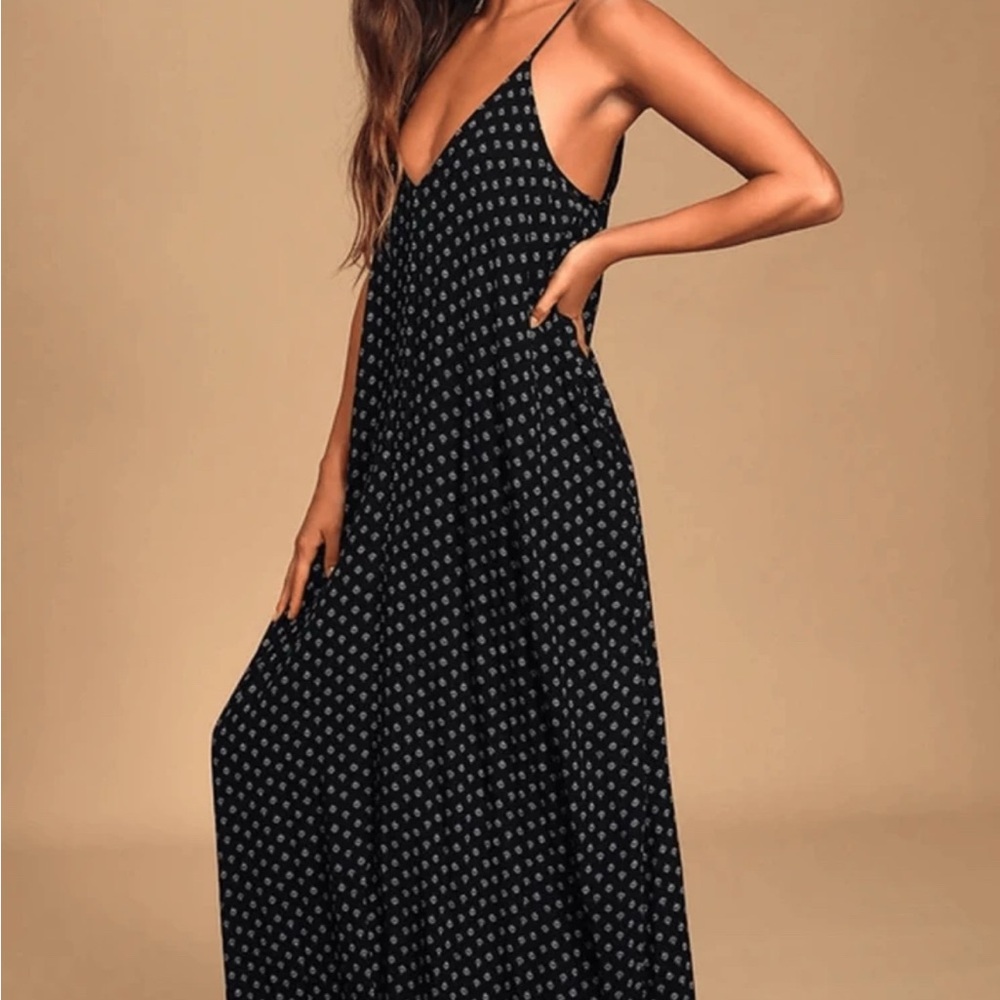Women’s Navy Polka Dot Maxi Dress